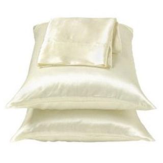 Ivory White Lingerie Bedding Satin Bed Pillowcases King