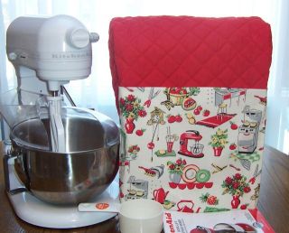 Red Kitchen Aid Mixer Stand Cover Retro Appliances Mixer Pocket 4 5 5