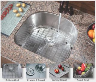 16 Gauge D Shape Stainless Steel Undermount Kitchen Sink Single Bowl