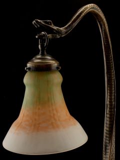 HUGE ART DECO DAUM BRONZE TABLE LAMP KING COBRA SNAKE by EDGAR BRANDT