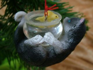 New Curious Cat Play Kitty Fish Bowl Christmas Ornament