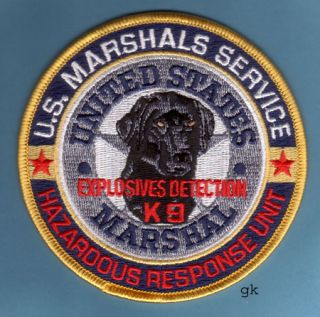 US Marshal USMS Service Explosives K9 Haz Mat Patch