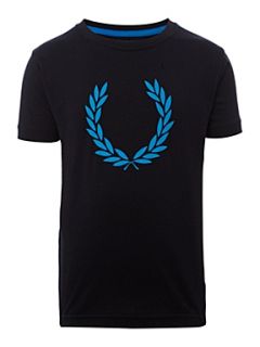 Fred Perry Boy`s short sleeved logo T shirt Navy   House of Fraser