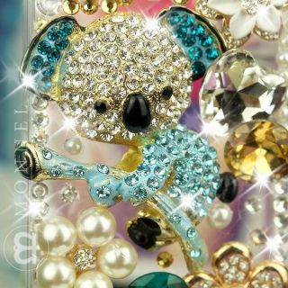 Luxury Bling Crystal Charms Pearl Koala Bear iPhone 4 4S Case Cover