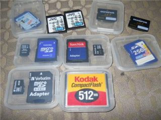 Lot Media Cards JVC Verbatum Toshiba Olympu SD Scan Disk Kodak