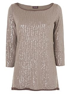 Phase Eight Liona sequin jersey top Mocha   