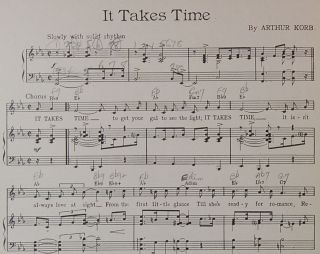 1947 It Takes Time Arthur Korb Ray Dorey Sheet Music
