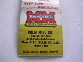 Kulm Mill Co Minneapolis Moline WWII Buy War Bonds Kulm North Dakota