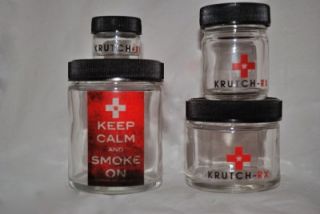 Krutch Rx lot of (4) Screw Top Glass Jars seedless 420 kush stash