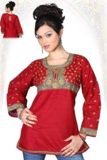 ofChicago   Art Silk Maroon Red long sleeves Kurti   gorgeous kurti