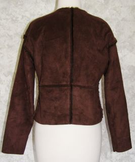 Banana Republic Dark Brown Soft Faux Fur Suede Jacket XS Warm Winter