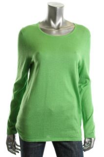 Jones New York New Green Silk Scoop Neck Long Sleeves Casual Top L