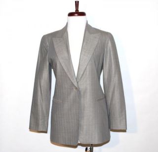 Lafayette 148 Silk Wool Pinstripe Jacket Blazer P4