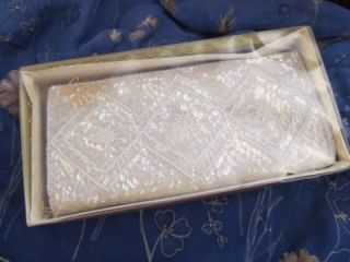 La Regale Japan Ivory Beaded Sequins Satin Clutch Handbag Evening