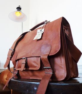 Leather Satchel Bag Messenger Vintage Retro Brown L