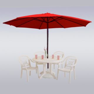 13 ft Feet Wooden Red Outdoor Patio Umbrella Wood Deck Gazebo Sun
