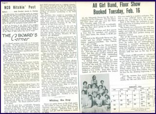 NCO HITCHIN POST Open Messes, Lackland AFB, FEB 1954 Monthly