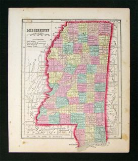 1857 Morse Map   Mississippi   Jackson Natchez Oxford Pascagoula Gulf