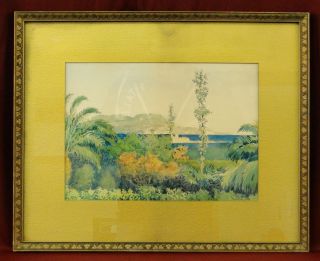 Impressionism Algerian Maritime Landscape Dated 1914 W/C Painting