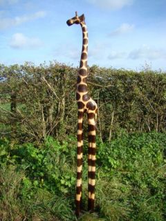 Natural Wooden Tall Giraffe Statue 200cm