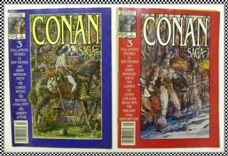 Conan the Barbarian, Conan Saga, Issue #1 & #3, 1980s Marvel Magazine