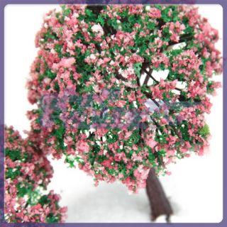 4pcs Park Scenery Making Model Trees w Peach Flowers