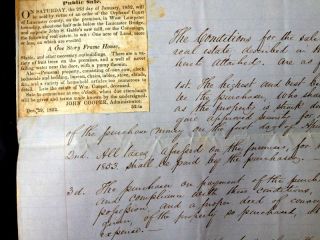 1853 Antique Ephemera Wm Cooper Lancaster PA Public Sale Document