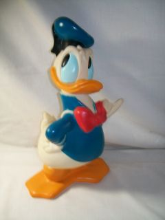 Vintage Large Plastic Rubber Donald Duck Bank 11 High Head Moves
