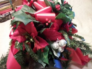 Christmas Saddle Arrangement with Poinsettias for Mailboxes Banisters