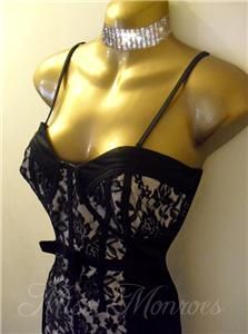 Vintage 40s 50s Style Satin Lace Hollywood Wiggle Pencil Pinup Corset