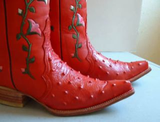 Womens Cowboy Boots El Gran Caiman Red w/Flower Embroidery Lite Wear