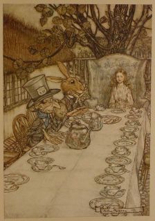 1907 Alice in Wonderland Antique Arthur Rackham Alices Adventures Vtg