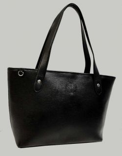 Authentic LAUREN by RALPH LAUREN Black Leather Newbury Tote   Handbag
