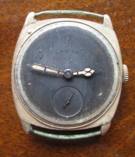 Antique 9ct Gold Gents LAVINA Wristwatch   Vintage Mens Watch to