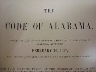 Code of Alabama Leather Bound Law Book Vintage Antique Original