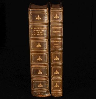 1901 1911 2vol Library Catalogue Bishopsgate Institute