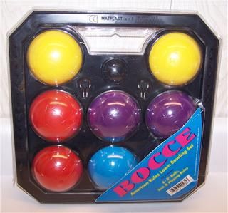 New Bocce Lawn Bowling Set Italy 8 PC Ball Jack Rules