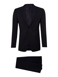 Single Breasted wool stripe suit Navy   