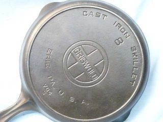 Beautiful Old Griswold Erie PA #8 Cast Iron Skillet Large Logo Heat