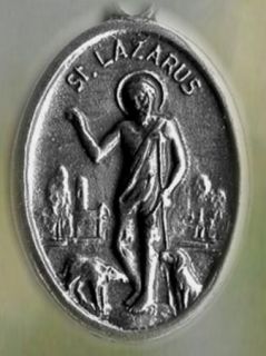 St Saint Lazarus Catholic Medal Pendant 925 Chain