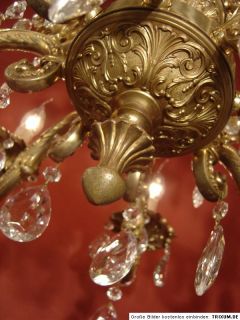 12 Lt Old Charming Crystal Glass Chandelier Brass Antique Shape