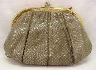 Judith Leiber Grey Gray Snake Skin Jeweled Purse Handbag