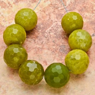 15mm Lemon Jade Gemstone Faceted Round Beads