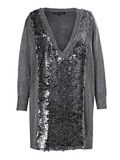 French Connection Crystalised knits dress Silver   House of Fraser