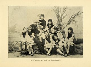 1901 Print M de Lesseps Panama Canal Family Portrait Original Historic