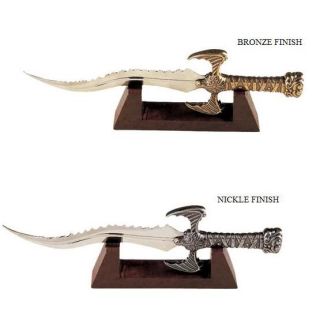 The Barbarian Fantasy Letter Opener & Stand   Comes In Nickel or Brass