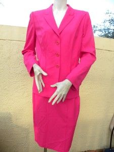 ESCADA Margaretha Ley Hot Pink Wool Skirt Suit Sz 38