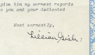 Lillian Gish Vintage 1982s Original Signed Typed Letter TLS