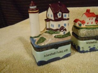 Lot of 5 Lighthouse Trinket Boxes Sanibel Whitefish Marshall Fenwick