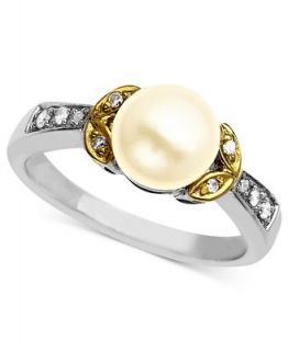 14k Gold and Sterling Silver Ring, Cultured Freshwater Pearl Ring and